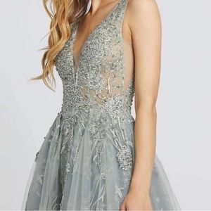 Mac Duggal sage green gown